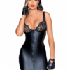 Handmade F254 robe wetlook avec dentelle sur la poitrine