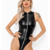 HandmadevF294 Body wetlook avec fermeture éclair double zip
