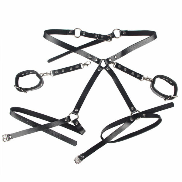 MENOTTES AVEC CEINTURE DE BONDAGE NOIRE – Image 4