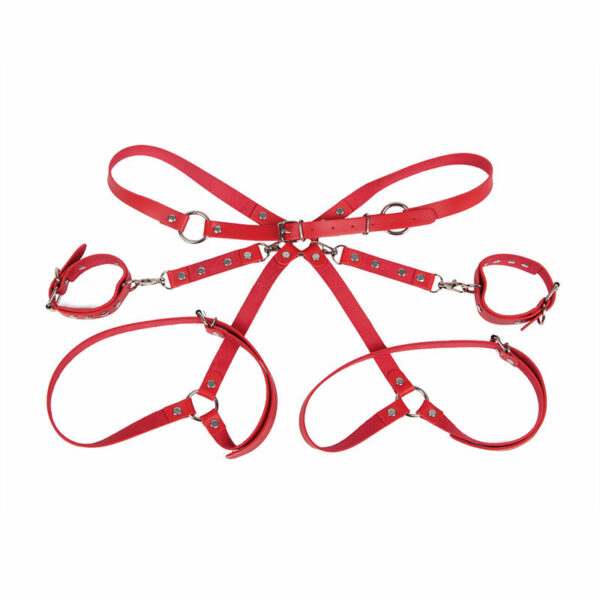 MENOTTES AVEC CEINTURE DE BONDAGE ROUGE – Image 5